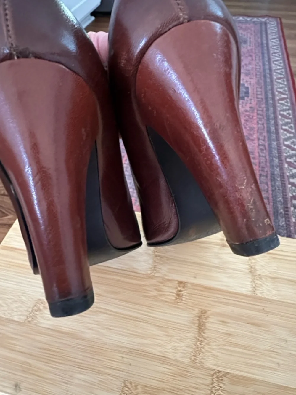 JEFFREY CAMPBELL Brown Leather T-Strap Heels Vintage-Inspired Mary Jane‎ Pumps 7